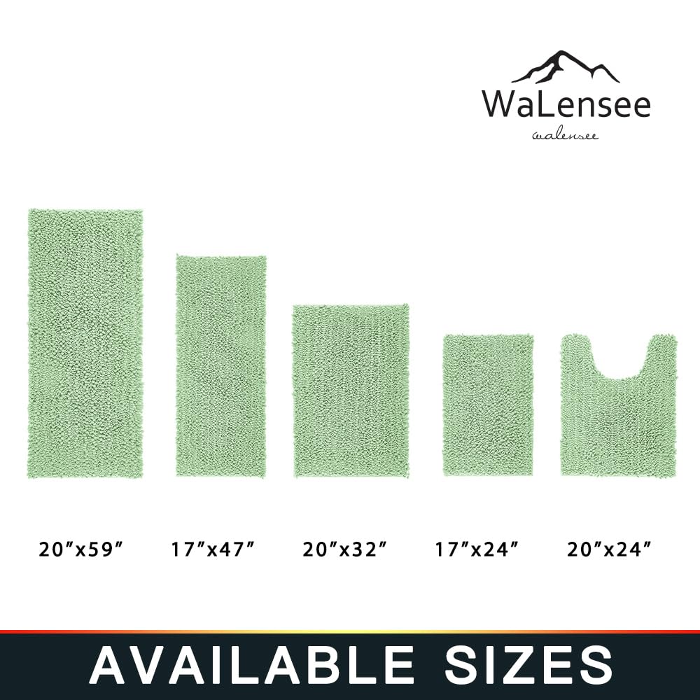 Walensee Bathroom Contour Rug Non Slip Toilet U Shaped Bath Mat (20X24, Sage Green) Water Absorbent Super Soft Shaggy Chenille M